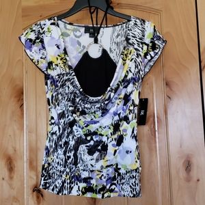 New Wild print top with accent tye - NWT